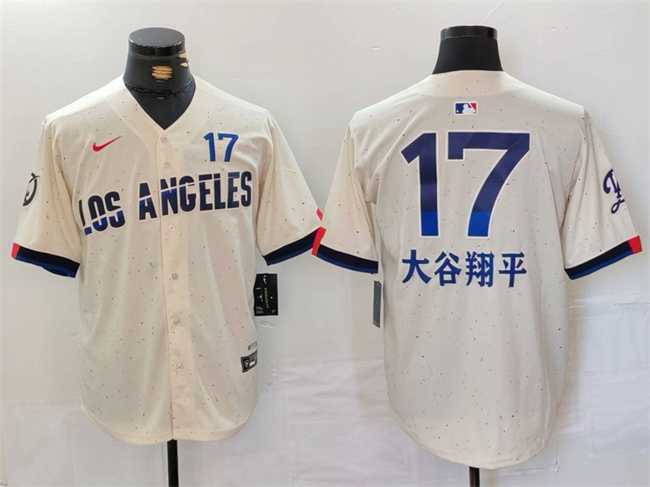 Men%27s Los Angeles Dodgers #17 Shohei Ohtani Cream 2024 City Connect Limited Stitched Baseball Jersey->los angeles dodgers->MLB Jersey